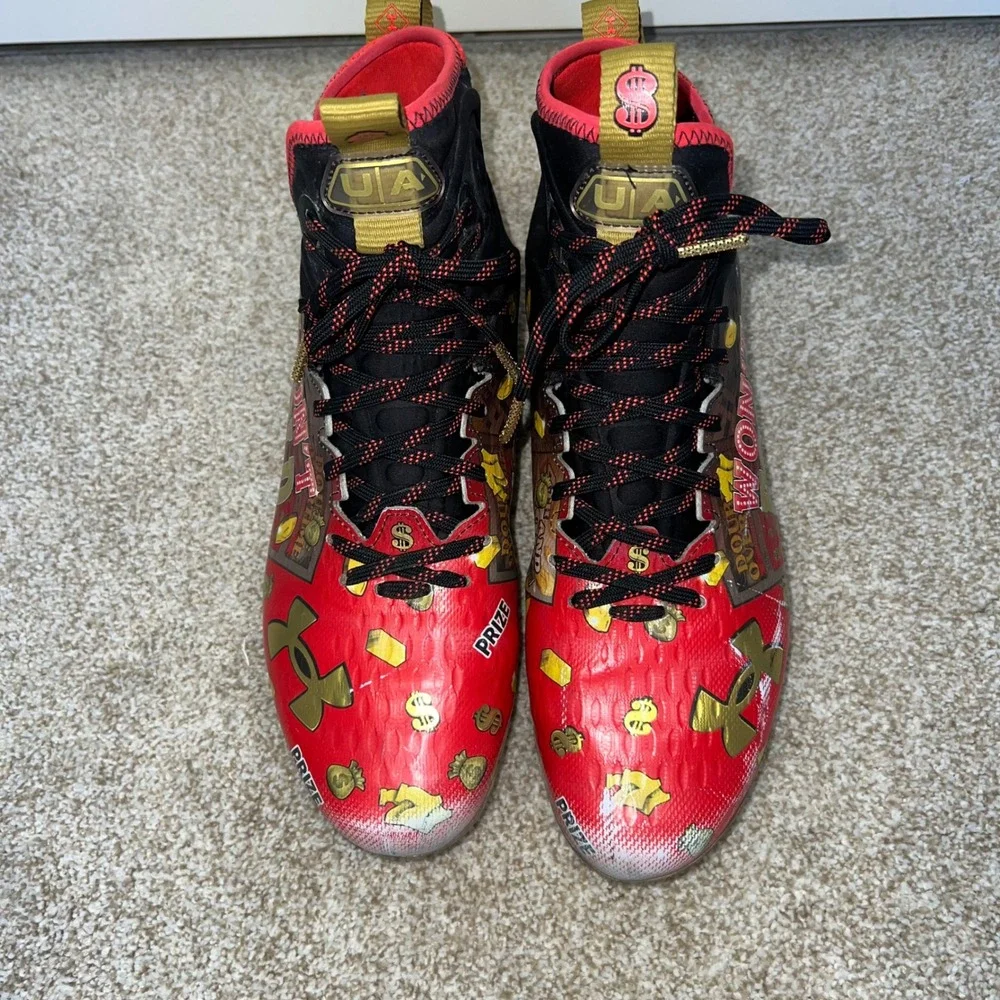 Under‎ Armour Spotlight MC LE Jackpot Football Cleats Men's Size 10.5 Red Gold
